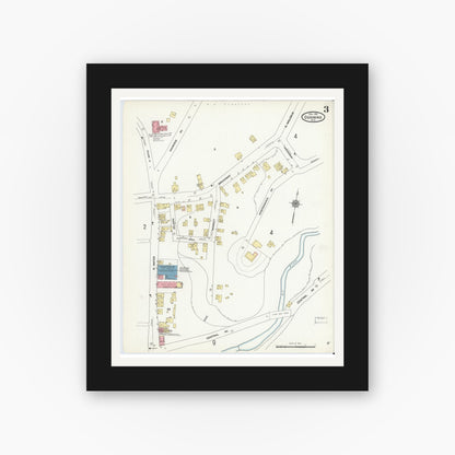 Old map wall art mockup — black gallery frame with white mat — Sanborn Fire Insurance Map from Ossining, Westchester County, New York (1911), Sheet #0003