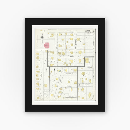 Old map wall art mockup — black gallery frame with white mat — Sanborn Fire Insurance Map from Rockwall, Rockwall County, Texas (1911), Sheet #0002