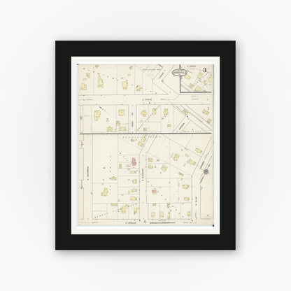 Old map wall art mockup — black gallery frame with white mat — Sanborn Fire Insurance Map from Jerseyville, Jersey County, Illinois (1914), Sheet #0003