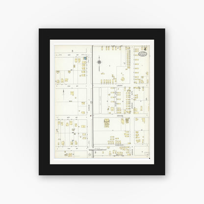Old map wall art mockup — black gallery frame with white mat — Sanborn Fire Insurance Map from Miami, Dade County, Florida (1914), Sheet #0004