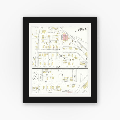 Old map wall art mockup — black gallery frame with white mat — Sanborn Fire Insurance Map from Cloverdale, Sonoma County, California (1911), Sheet #0005