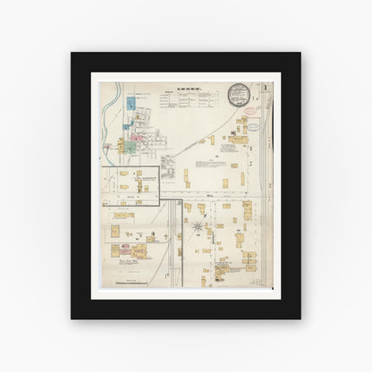 Old map wall art mockup — black gallery frame with white mat — Sanborn Fire Insurance Map from Port Allegany, McKean County, Pennsylvania (1897) - Complete Map Set