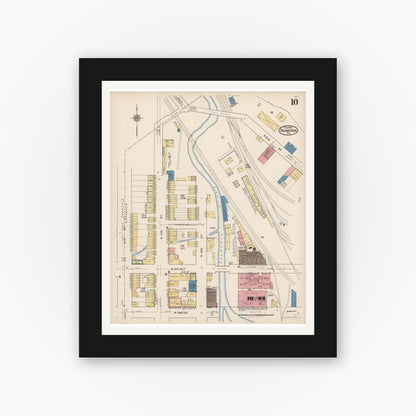 Old map wall art mockup — black gallery frame with white mat — Sanborn Fire Insurance Map from Shamokin, Northumberland County, Pennsylvania (1922), Sheet #0010