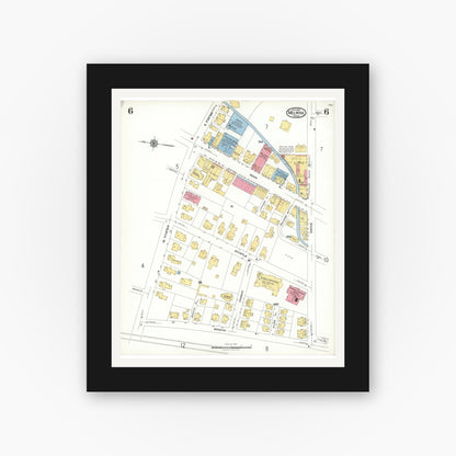 Old map wall art mockup — black gallery frame with white mat — Sanborn Fire Insurance Map from Melrose, Middlesex County, Massachusetts (1923), Sheet #0006