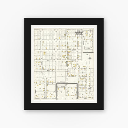 Old map wall art mockup — black gallery frame with white mat — Sanborn Fire Insurance Map from Breckenridge, Stephens County, Texas (1921), Sheet #0011