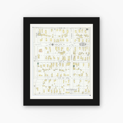 Old map wall art mockup — black gallery frame with white mat — Sanborn Fire Insurance Map from Stillwater, Washington County, Minnesota (1910), Sheet #0019