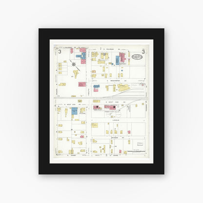 Old map wall art mockup — black gallery frame with white mat — Sanborn Fire Insurance Map from Hammonton, Atlantic County, New Jersey (1923), Sheet #0003