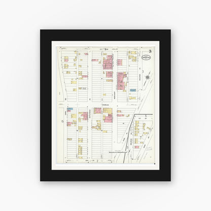 Old map wall art mockup — black gallery frame with white mat — Sanborn Fire Insurance Map from Ambridge, Beaver County, Pennsylvania (1911), Sheet #0003