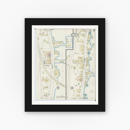 Old map wall art mockup — black gallery frame with white mat — Sanborn Fire Insurance Map from Saint Ignace, Mackinac County, Michigan (1890), Sheet #0003