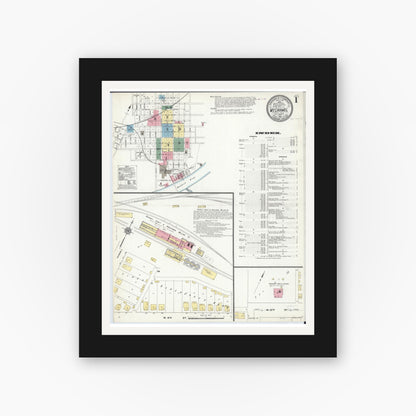 Old map wall art mockup — black gallery frame with white mat — Sanborn Fire Insurance Map from Mount Carmel, Wabash County, Illinois (1910) - Complete Map Set