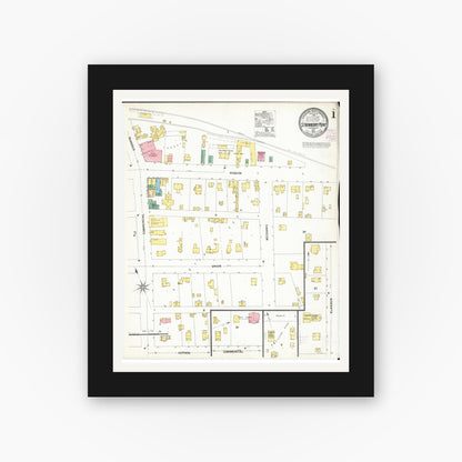 Old map wall art mockup — black gallery frame with white mat — Sanborn Fire Insurance Map from Strawberry Point, Clayton County, Iowa (1902), Sheet #0001