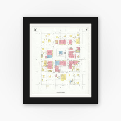 Old map wall art mockup — black gallery frame with white mat — Sanborn Fire Insurance Map from Rockwall, Rockwall County, Texas (1934), Sheet #0002