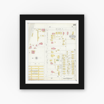 Old map wall art mockup — black gallery frame with white mat — Sanborn Fire Insurance Map from Rock Island, Rock Island County, Illinois (1898), Sheet #0028