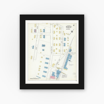 Old map wall art mockup — black gallery frame with white mat — Sanborn Fire Insurance Map from Mineville, Essex County, New York (1916), Sheet #0004