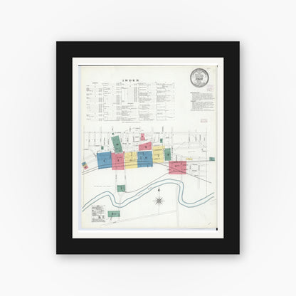 Old map wall art mockup — black gallery frame with white mat — Sanborn Fire Insurance Map from Ionia, Ionia County, Michigan (1907) - Complete Map Set