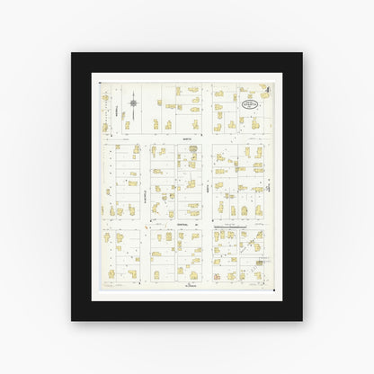Old map wall art mockup — black gallery frame with white mat — Sanborn Fire Insurance Map from Sparta, Monroe County, Wisconsin (1911), Sheet #0004