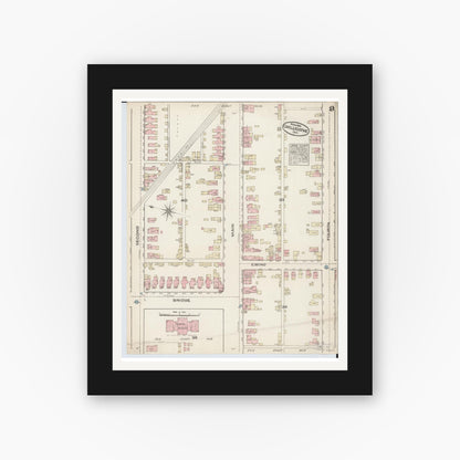 Old map wall art mockup — black gallery frame with white mat — Sanborn Fire Insurance Map from Chillicothe, Ross County, Ohio (1884), Sheet #0009