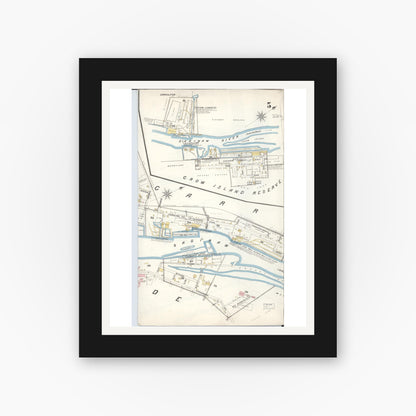 Old map wall art mockup — black gallery frame with white mat — Sanborn Fire Insurance Map from Saginaw, Saginaw County, Michigan (1895), Sheet #0005