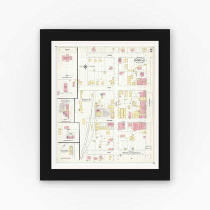 Old map wall art mockup — black gallery frame with white mat — Sanborn Fire Insurance Map from Perryville, Perry County, Missouri (1911), Sheet #0002