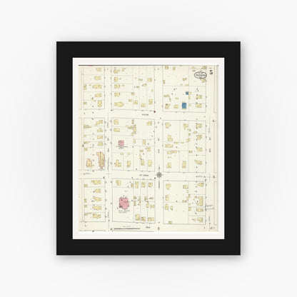 Old map wall art mockup — black gallery frame with white mat — Sanborn Fire Insurance Map from Hudson, St. Croix County, Wisconsin (1912), Sheet #0005