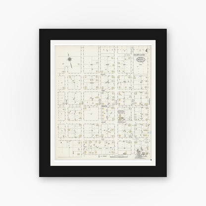 Old map wall art mockup — black gallery frame with white mat — Sanborn Fire Insurance Map from Merkel, Taylor County, Texas (1914), Sheet #0004