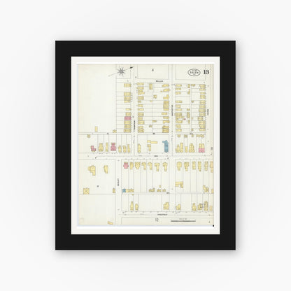 Old map wall art mockup — black gallery frame with white mat — Sanborn Fire Insurance Map from Salem, Salem County, New Jersey (1902), Sheet #0013