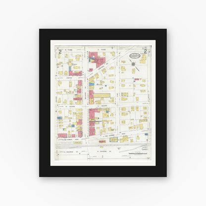 Old map wall art mockup — black gallery frame with white mat — Sanborn Fire Insurance Map from Hammonton, Atlantic County, New Jersey (1923), Sheet #0002