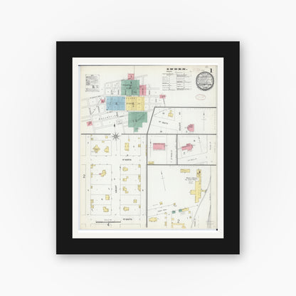 Old map wall art mockup — black gallery frame with white mat — Sanborn Fire Insurance Map from Assumption, Christian County, Illinois (1899) - Complete Map Set