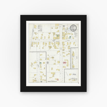 Old map wall art mockup — black gallery frame with white mat — Sanborn Fire Insurance Map from South New Berlin, Chenango County, New York (1899), Sheet #0001