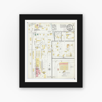 Old map wall art mockup — black gallery frame with white mat — Sanborn Fire Insurance Map from Sparta, Kent County, Michigan (1899) - Complete Map Set