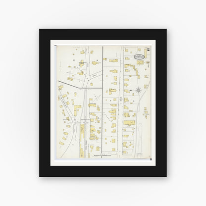 Old map wall art mockup — black gallery frame with white mat — Sanborn Fire Insurance Map from Champion, Marquette County, Michigan (1892), Sheet #0002