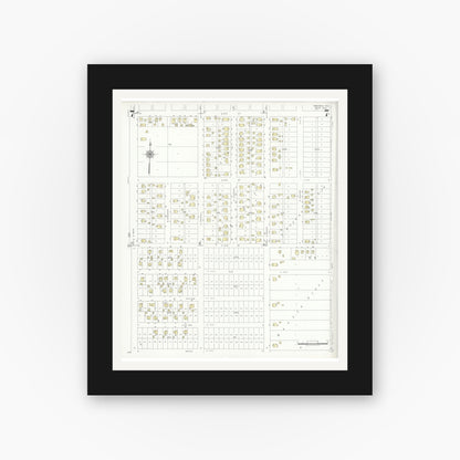 Old map wall art mockup — black gallery frame with white mat — Sanborn Fire Insurance Map from Pasadena, Harris County, Texas (1940), Sheet #0007