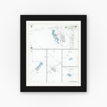 Old map wall art mockup — black gallery frame with white mat — Sanborn Fire Insurance Map from Lakeside, Ottawa County, Ohio (1946), Sheet #0006