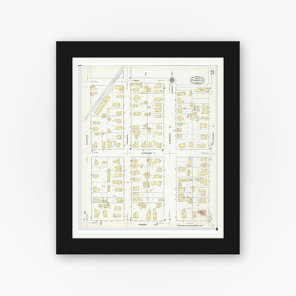 Old map wall art mockup — black gallery frame with white mat — Sanborn Fire Insurance Map from Charlotte, Eaton County, Michigan (1911), Sheet #0003