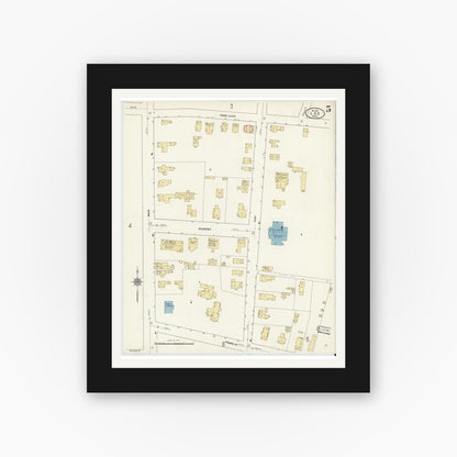 Old map wall art mockup — black gallery frame with white mat — Sanborn Fire Insurance Map from Lee, Berkshire County, Massachusetts (1911), Sheet #0005