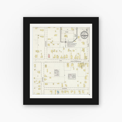 Old map wall art mockup — black gallery frame with white mat — Sanborn Fire Insurance Map from Spartansburg, Crawford County, Pennsylvania (1915), Sheet #0001