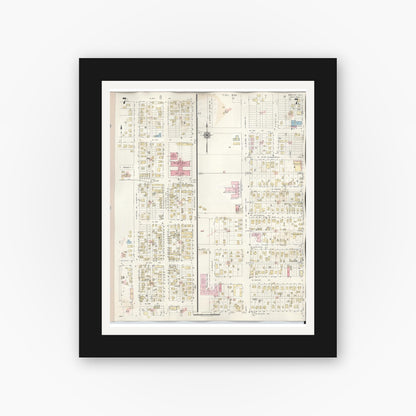 Old map wall art mockup — black gallery frame with white mat — Sanborn Fire Insurance Map from Borger, Hutchinson County, Texas (1950), Sheet #0007