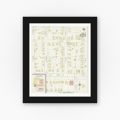 Old map wall art mockup — black gallery frame with white mat — Sanborn Fire Insurance Map from Fond du Lac, Fond du Lac County, Wisconsin (1915), Sheet #0032