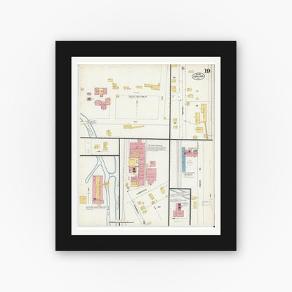 Old map wall art mockup — black gallery frame with white mat — Sanborn Fire Insurance Map from Cortland, Cortland County, New York (1902), Sheet #0019
