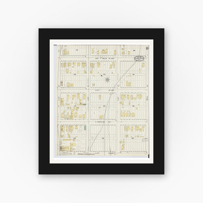 Old map wall art mockup — black gallery frame with white mat — Sanborn Fire Insurance Map from Ashland, Ashland County, Wisconsin (1895), Sheet #0009