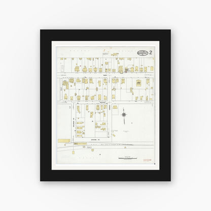 Old map wall art mockup — black gallery frame with white mat — Sanborn Fire Insurance Map from Bridgeport, Gloucester County, New Jersey (1920), Sheet #0002