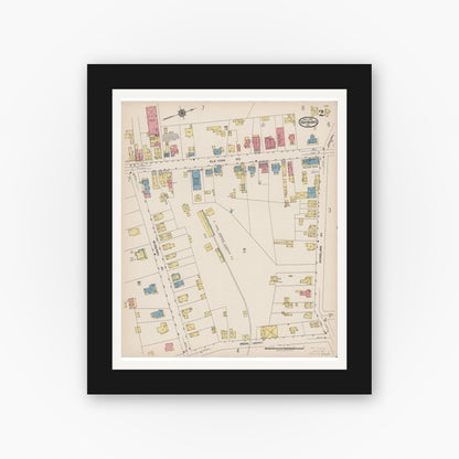 Old map wall art mockup — black gallery frame with white mat — Sanborn Fire Insurance Map from Hatboro, Montgomery County, Pennsylvania (1922), Sheet #0002
