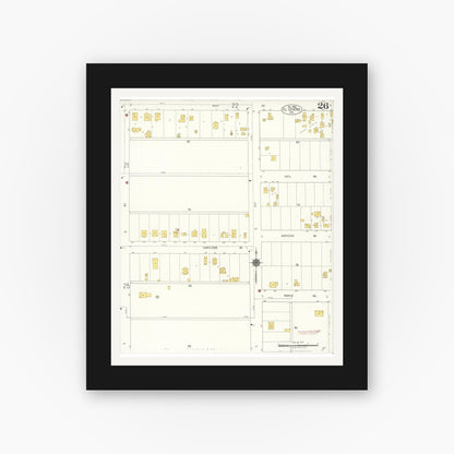 Old map wall art mockup — black gallery frame with white mat — Sanborn Fire Insurance Map from El Centro, Imperial County, California (1922), Sheet #0026