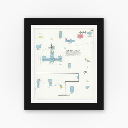 Old map wall art mockup — black gallery frame with white mat — Sanborn Fire Insurance Map from Swarthmore, Delaware County, Pennsylvania (1909), Sheet #0005