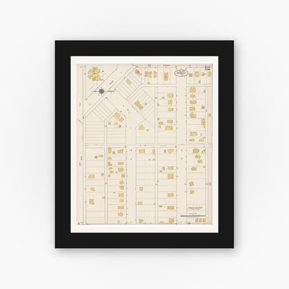 Old map wall art mockup — black gallery frame with white mat — Sanborn Fire Insurance Map from Brawley, Imperial County, California (1922), Sheet #0012