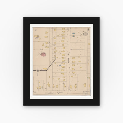 Old map wall art mockup — black gallery frame with white mat — Sanborn Fire Insurance Map from Oberlin, Lorain County, Ohio (1922), Sheet #0002