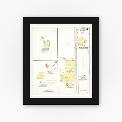 Old map wall art mockup — black gallery frame with white mat — Sanborn Fire Insurance Map from Geyserville, Sonoma County, California (1911), Sheet #0002