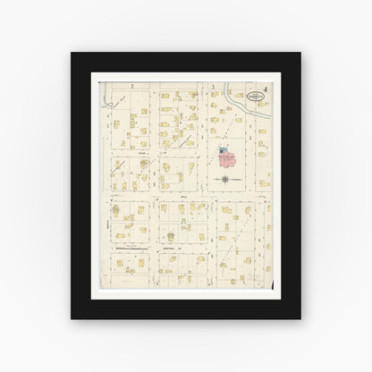 Old map wall art mockup — black gallery frame with white mat — Sanborn Fire Insurance Map from Zumbrota, Goodhue County, Minnesota (1911), Sheet #0004