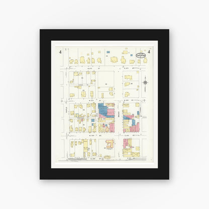 Old map wall art mockup — black gallery frame with white mat — Sanborn Fire Insurance Map from Emporium, Cameron County, Pennsylvania (1925), Sheet #0004