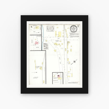 Old map wall art mockup — black gallery frame with white mat — Sanborn Fire Insurance Map from Alden, Hardin County, Iowa (1923), Sheet #0001